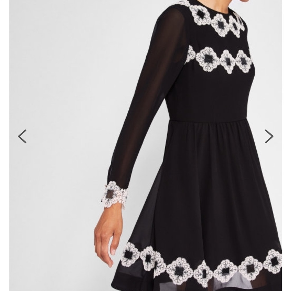 Ted Baker B&W applique detail skater dress